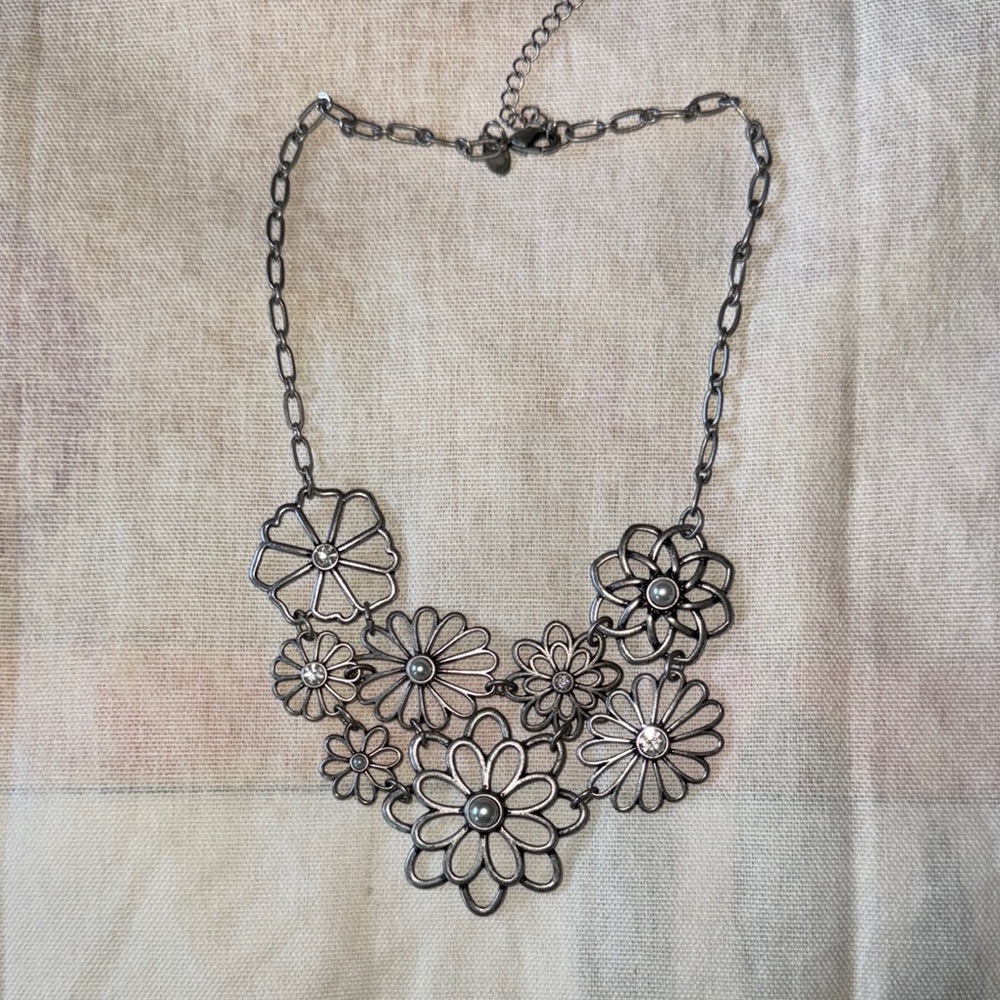 Floral Silver Necklace